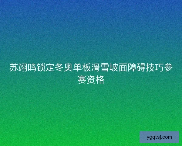 苏翊鸣锁定冬奥单板滑雪坡面障碍技巧参赛资格 苏翊鸣锁定冬奥单板滑雪坡面障碍技巧参赛资格